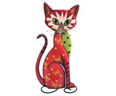 Gall&Zick Dekokatze rot .Dekofigur Blech Katzenfigur Metalldeko Skulptur stehend