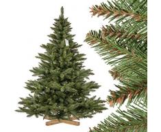 FairyTrees künstlicher Weihnachtsbaum NORDMANNTANNE, grüner Stamm, Material PVC, inkl. Holzständer, 180cm, FT14-180