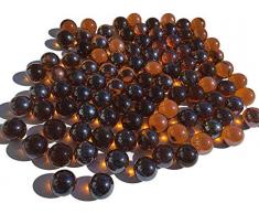 CRYSTAL KING Braune Glasmurmeln Glaskugeln 16mm Durchmesser 500gr Dekokugeln durchsichtig braune klare Murmel Dekoration Dekoglaskugel braun Glaskügelchent