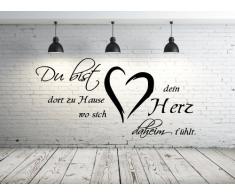 Wandtattoo 68137-58x29 cm, Zitate ~ Du bist dort zu Hause wo sich dein Herz daheim fühlt ~ Wandaufkleber Aufkleber für die Wand, Tapetensticker aus Markenfolie, 32 Farben wählbar