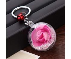 Luntus Mode Rose Blume Kristall Schlüsselbund Metall Glocke Auto Schlüsselkette Mädchen Geschenk Frauen Tasche Charme Schlüsselring Schlüssel Anhänger Zubehör