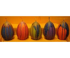 Eikerzen Pop mit fantasievollen bunten Glasuren, 5 Stk. Handgestaltete Osterkerzen, groß, Höhe 12 cm
