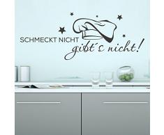 KLEBEHELD® Wandtattoo Schmeckt nicht gibt’s nicht | Spruch Küche | Größe 60x23cm, Farbe dunkelgrau