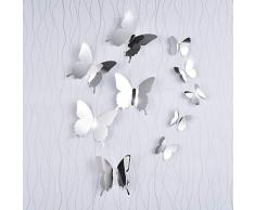 36 Stücke DIY Spiegel Schmetterling Kombination 3D Spiegel Wandaufkleber Wanddeko Wandsticker Haus Dekoration