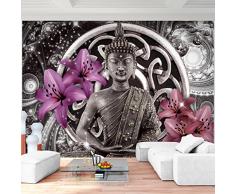 Fototapete Buddha Lilie Violett 396 x 280 cm Vlies Wand Tapete Wohnzimmer Schlafzimmer Büro Flur Dekoration Wandbilder XXL Moderne Wanddeko - 100% MADE IN GERMANY - Feng Shui Runa Tapeten 9108012a