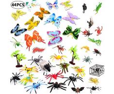 BESTZY 44pcs Insekten Tiersammlung Figuren Aufstellfiguren Tierfiguren Gummitiere Tier(5-8cm)