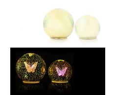 DbKW 2 LED beleuchtete Glaskugeln mit 3D-Feuerwerk-Effekt, Timer, Schmetterling Leucht-Kugeln (Hellgrün)