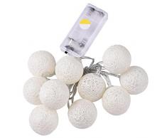 GlobalDeal Direct 10 LED Rattan-Kugel-Lichterkette für Weihnachten, Hochzeit, Party beige
