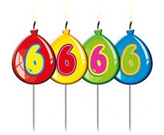 Folat 4 Zahlenkerzen * Zahl 6 * ┃ Ballon Design ┃ 6. Geburtstag ┃ Kindergebu