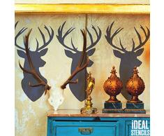 Hirschkopf Silhouette SCHABLONE Startseite-Wand-Dekor Dekoration & Wandfarbe Stoff & Möbel Wiederverwendbar Ideal Stencils Ltd - halb transparent schablone, L/30X54CM