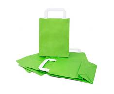 25 kleine grüne hellgrüne Papiertaschen Tüten Geschenktaschen mit Henkel 18 x 8 x 22 cm Tüten give-away Mitgebsel Geschenk-Verpackung Geschenktüten Ostertüten