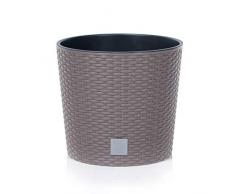 MultiProject HappyFlower Blumentopf Pflanzkübel inkl. Einsatz rund Rattan-Optik 4 Größen 4 Farben Übertöpfe (200, Beige)