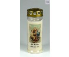 Grablichkerze Marienbild, KL Bitte... 20x7cm - 3703 - ca. 7 Tage Brenndauer - Grabkerze mit Motiv Hl. Maria und Spruch - Trauerkerze mit Foto und Spruch