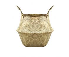 Peahop Blumentopf, Faltbarer Seegras Bauchkorb zur Aufbewahrung, Wäscherei, Picknick, Strandtasche, Blumentöpfe für Innenräume, Handgefertigt
