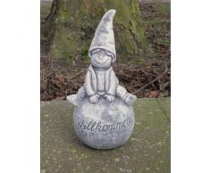 Steinfigur Kugel WICHTEL, Frostfest bis -30°C, massiver Steinguss