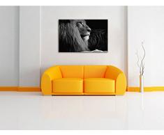 Dark wunderschöner stolzer Löwe schwarz/weiß Format: 120x80auf Leinwand, XXL riesige Bilder fertig gerahmt mit Keilrahmen, Kunstdruck auf Wandbild mit Rahmen, günstiger als Gemälde oder Ölbild, kein Poster oder Plakat