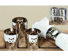 12 Stück Serviettenringe aus Metall Motiv Eule silber Serviettenhalter Tischdekoration