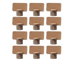 Amajoy Tischkarten-Halter, aus Holz, Vintage-Stil, 12 Stück, mit 12 Tischnummer-Karten aus braunem Karton, für Partys, Hochzeiten, als Deko zu Hause, im Büro usw.