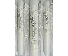 Taufkerze Kommunionkerze Junge Mädchen 400/40 mm T-702 inkl. Beschriftung