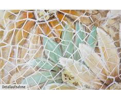 KunstLoft® Acryl Gemälde Mosaik der Erinnerung 80x60cm | original handgemaltes Leinwand Bild XXL | Sonnenblumen Blumen Blüten Mosaik in Beige | Wandbild Acrylbild moderne Kunst einteilig mit Rahmen