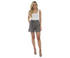 CityComfort Damen Leinenshorts | Frauen Casual Leinen Shorts für Sommer, Urlaub, Strand | Trendy Papiertüte Taille (42, Khaki)