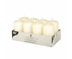 Papstar Stumpenkerzen / Säulenkerzen creme (8 Stück) rund, Durchmesser 5 cm, Länge 10 cm, lange Brenndauer ca. 16 Stunden, rußfreies Abbrennen, für Gastronomie, Feiern und Feste, #17981
