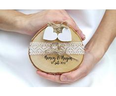 Ringkissen Holz Baumscheibe Hochzeit für Eheringe Hochzeitsdeko