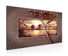 Bilder Afrika Elefant Wandbild Vlies - Leinwand Bild XXL Format Wandbilder Wohnzimmer Wohnung Deko Kunstdrucke Braun Grau 1 Teilig - MADE IN GERMANY - Fertig zum Aufhängen 001012b