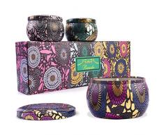 Duftkerzen Geschenkset mit 2 Duftkerzen für Weißer Tee und Rose, 100 % natürliches Sojawachs, stark duftend, für Stressabbau und Aromatherapie, perfekte Geschenkidee und tragbares Reisezubehör