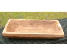 Deko-Impresion Große Holzschale, Holzmolle, Holz-Tablett massiv, schwer 54 x 31 cm