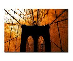 TOP Bild auf Leinwand BROOKLYN BRIDGE 80 x 60 cm Art-Nr. A00812 MANHATTAN Moderne Bilder fertig gerahmt auf echtem Keilrahmen. Kunstdruck als Wandbild auf Rahmen. Günstiger als Ölbild Gemälde Poster Plakat mit Bilderrahmen riesig!