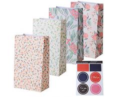 24 Stk. / 4 Farben/ca. 23 x 13 x 8 cm Papiertüten Papierbeutel (mit selbstkelbende Etiketten) Geschenktüten Papier Tüten Beutel für Ostern Hochzeit Süßigkeiten Geschenk Papiertaschen (A)