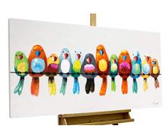 KunstLoft® Acryl Gemälde Freunde fürs Leben 120x60cm | original handgemalte Leinwand Bilder XXL | Vögel Heimat Bunt Bunt | Wandbild Acrylbild Moderne Kunst einteilig mit Rahmen