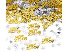 APERIL Happy Birthday Geburtstag Konfetti Silber Stern Konfetti Pailletten, 30g Tischkonfetti, Geburtstag Konfetti für Jungen Mädchen Geburtstagsfeier Dekoration-Gold