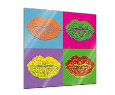 Glasbild mit Winter SALE Pop-Art Lippen 50x50 cm - Deko Glas - Wandbild aus Glas - Bild auf Glas - moderne Glasbilder - Glasfoto - Echtglas - kein Acryl - Handmade