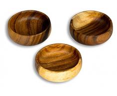 levandeo 3er Set Snackschale Holz Akazie 10x3cm Rund Schale Obstschale Dekoschale Deko Tischdeko Akazienholz Holzdeko Aufbewahrung Ordnung