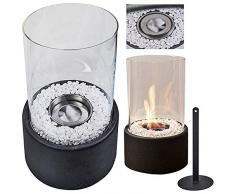 Edler Tischkamin - Bio-ethanol, für den Innen- und Außenbereich inkl.Löschgerät und Dekosteine, schönes Flammen Spiel, Deko, Kamin, Glasfeuer, Tischfeuer Indoor Outdoor