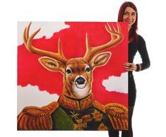 Ölgemälde Hirsch, 100% handgemaltes Wandbild Gemälde XL, 100x100cm
