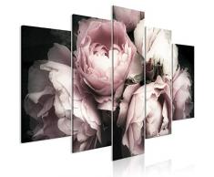 decomonkey Bilder Blumen 200x100 cm 5 Teilig Leinwandbilder Bild auf Leinwand Wandbild Kunstdruck Wanddeko Wand Wohnzimmer Wanddekoration Deko Rose Natur