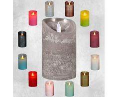 LED Echtwachskerze Kerze viele Farben mit Timer flackender Docht Wachskerze Kerzen Batterie, Farbe:Grau, Größe:12.5 cm