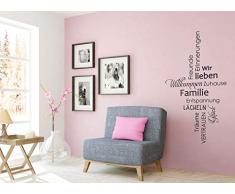 Wandaro Aufkleber Spruch Willkommen Zuhause Familie I schwarz (BxH) 58 x 105 cm I Flur Wandsticker Diele Wandtattoo Wohnzimmer selbstklebend Wandaufkleber W3483