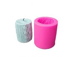 Kapokilly Kerzenherstellung Formen, 3D Strickwolle Zylinder Kerze Silikonform Linien Zylinderform DIY Kerzenform Handwerk Werkzeuge (Farbe Zufällig)