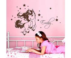 ilka parey wandtattoo-welt® Wandtattoo springendes Einhorn mit Sternen und Wunschnamen Wandsticker Wandaufkleber Sticker Aufkleber M2091 - ausgewählte Farbe: *weiß* ausgewählte Größe: *XL - 147cm breit x 94cm hoch*