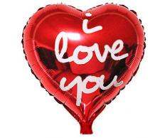 DIWULI, Herzballon i Love You, Luftballon in Herzform, Herz-Ballon rot, Herzluftballon, Herzfolienballon, Folien-Luftballon Geschenk, Folien-Ballon für Geburtstag, Hochzeit, Dekoration, Liebe