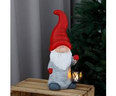 BURI Weihnachtswichtel 50cm mit Teelicht-Laterne Weihnachtsfigur Gartendeko Dekofigur