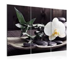 Runa Art Bilder Feng Shui Orchidee Wandbild 120 x 80 cm Vlies - Leinwand Bild XXL Format Wandbilder Wohnzimmer Wohnung Deko Kunstdrucke Grau 3 Teilig - Made IN Germany - Fertig zum Aufhängen 502331c