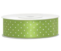 Libetui Satinband Grün 25mm Schleifenband Grün Satin Dekoband Grün Geschenkband Geschenkverpackung auch für Luftballons, Blumen, Hochzeit, Rolle 25m, mit weißen Punkten Apfelgrün