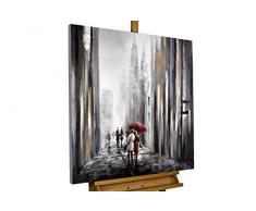 KunstLoft® Acryl Gemälde Mit dir an meiner Seite 80x80cm | handgemalte Leinwand Bilder XXL | Schwarz-weiß Liebes-Paar Spaziergang Skyline Küche Schlafzimmer | Wandbild Acrylbild Moderne Kunst