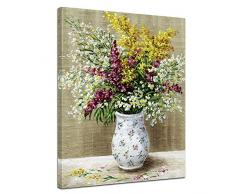 Leinwandbild Stillleben Kunstdruck Reproduktion - Wildblumen in weisser Vase - Bild auf Leinwand 40 x 50 cm einteilig - Leinwandbilder - Bilder als Leinwanddruck - Wandbild von Bilderdepot24 - Pflanzen & Blumen - Stillleben - Malerei
