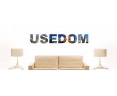 INDIGOS UG - WANDTATTOO / Wandsticker / Wandaufkleber / Aufkleber farbige Wandschrift Städtename Usedom mit Sehenswürdigkeiten 96 x 15 cm Länge